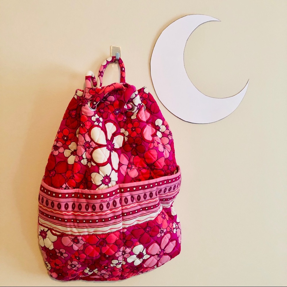 Pink Floral Vera Bradley Drawstring Backpack